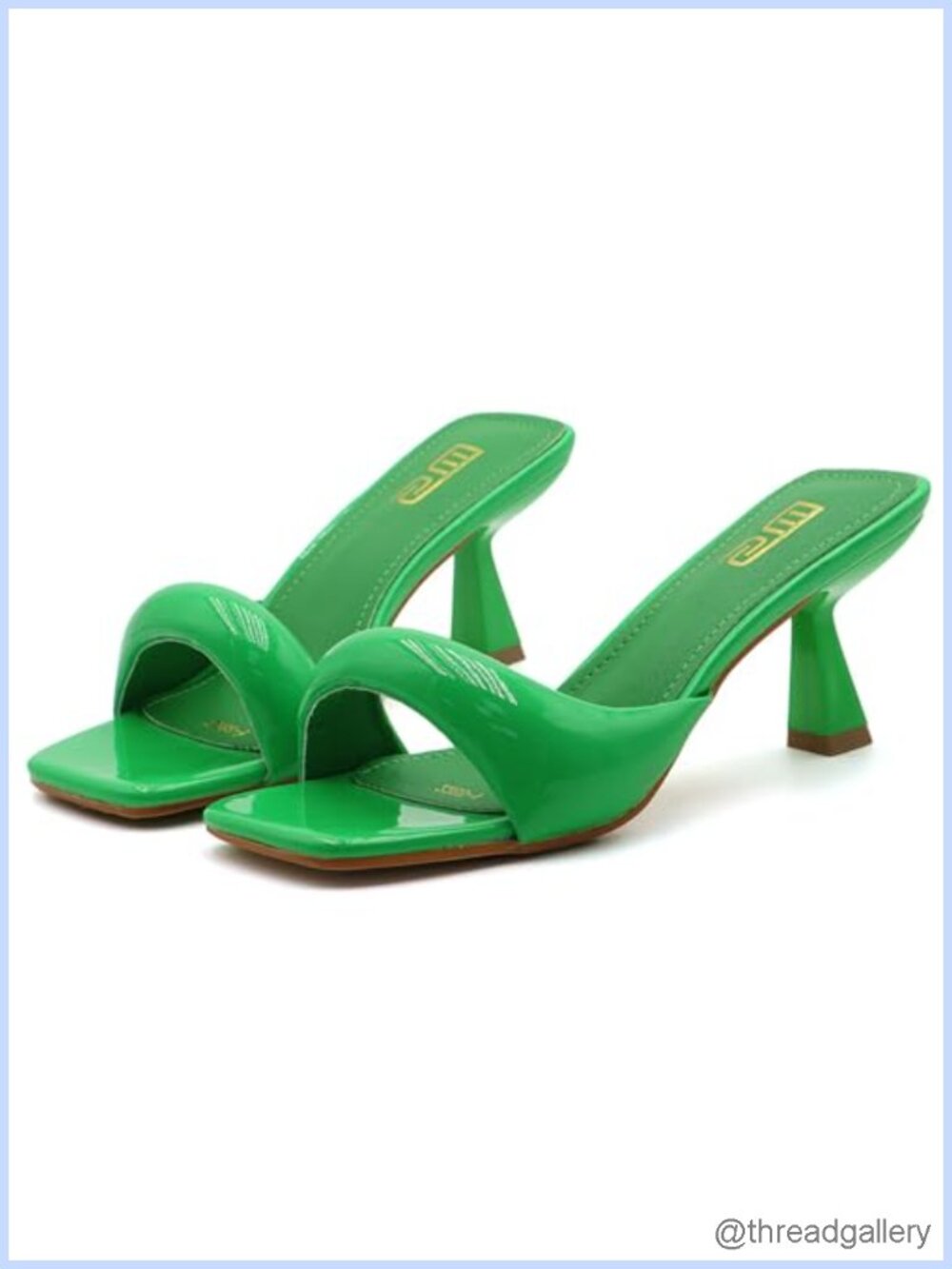 Women's Leather Square Open Toe Stiletto Kitten Heel Slide Sandals Mule Wedding